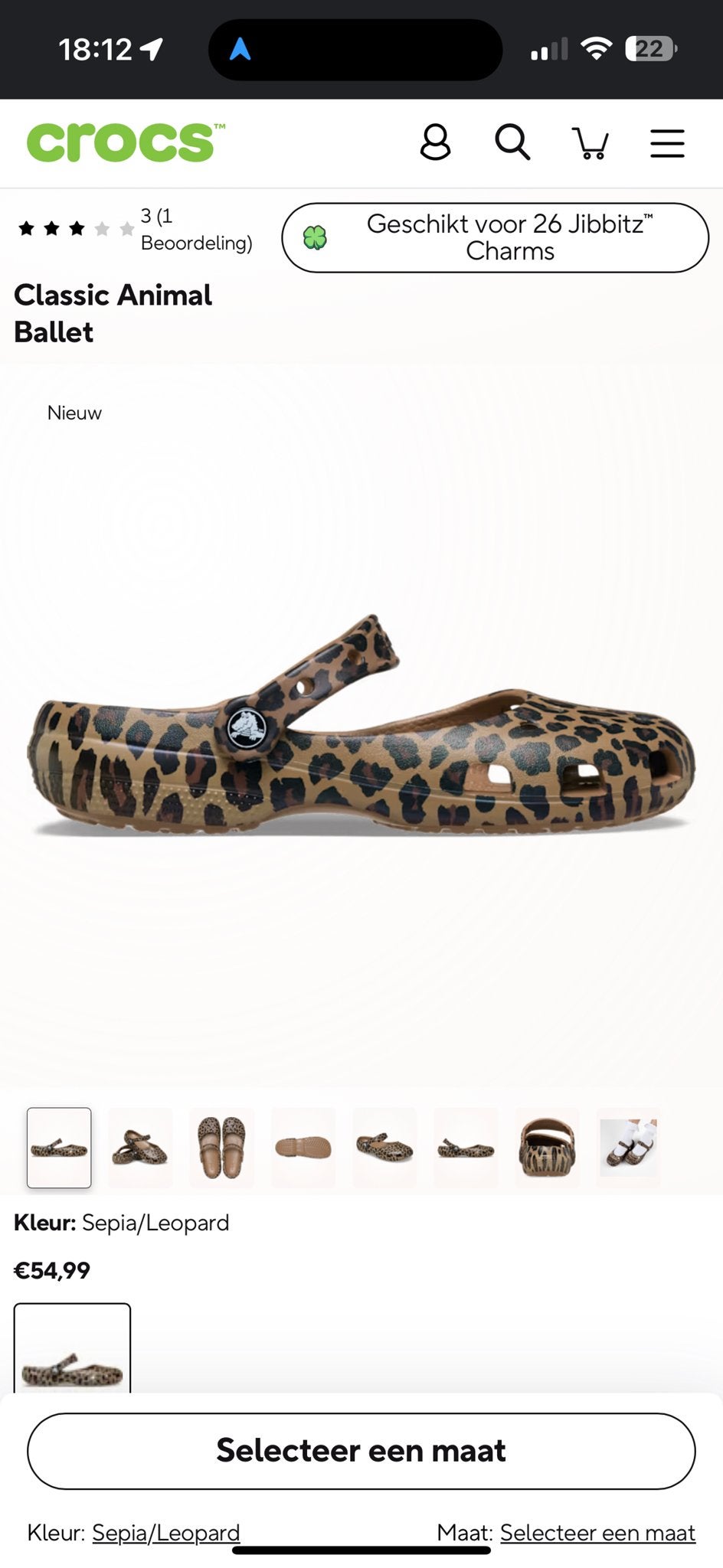 Crocs Classic Animal Ballet - Luipaardprint - Maat 37/38, Kleding | Dames, Schoenen, Ophalen of Verzenden, Nieuw, Overige kleuren