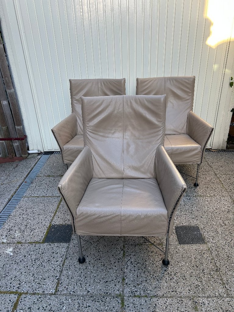 3 IZGS Montis Charly design fauteuil taupe leer, Ophalen of Verzenden, Zo goed als nieuw, Nvt, Nvt