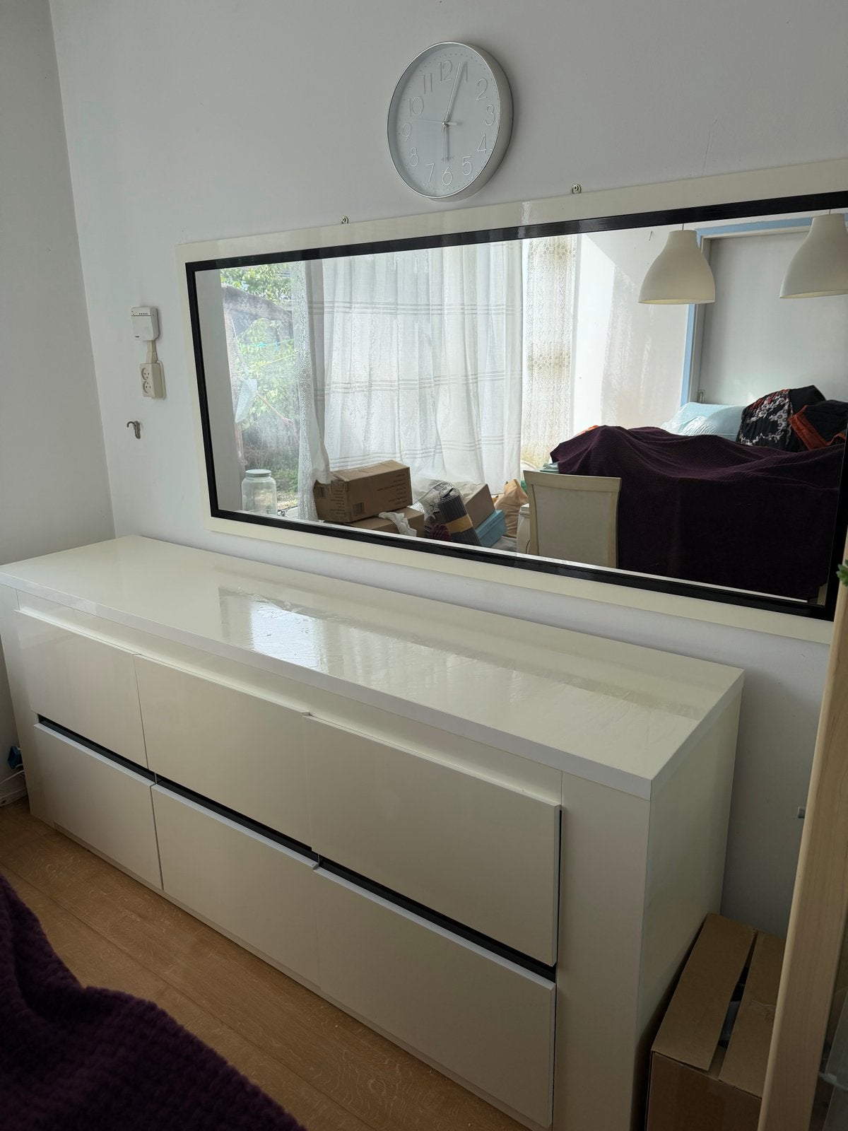 Mooie crème dressoir met spiegel, tv meubel en salontafel, Ophalen, Gebruikt, 150 tot 200 cm, Minder dan 100 cm
