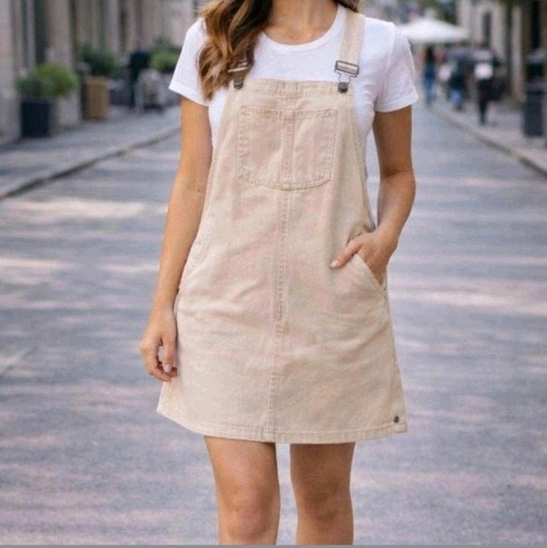 Pull & Bear beige corduroy tuinbroek jurk - Maat L, Beige, Maat 42/44 (L), Ophalen of Verzenden, Zo goed als nieuw