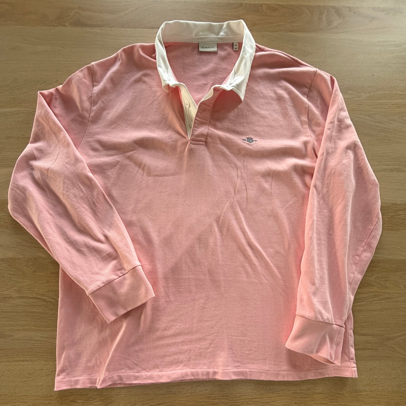 GANT rugby polo roze/wit – 3XL – lange mouwen, Ophalen of Verzenden, Zo goed als nieuw, Overige maten, Roze