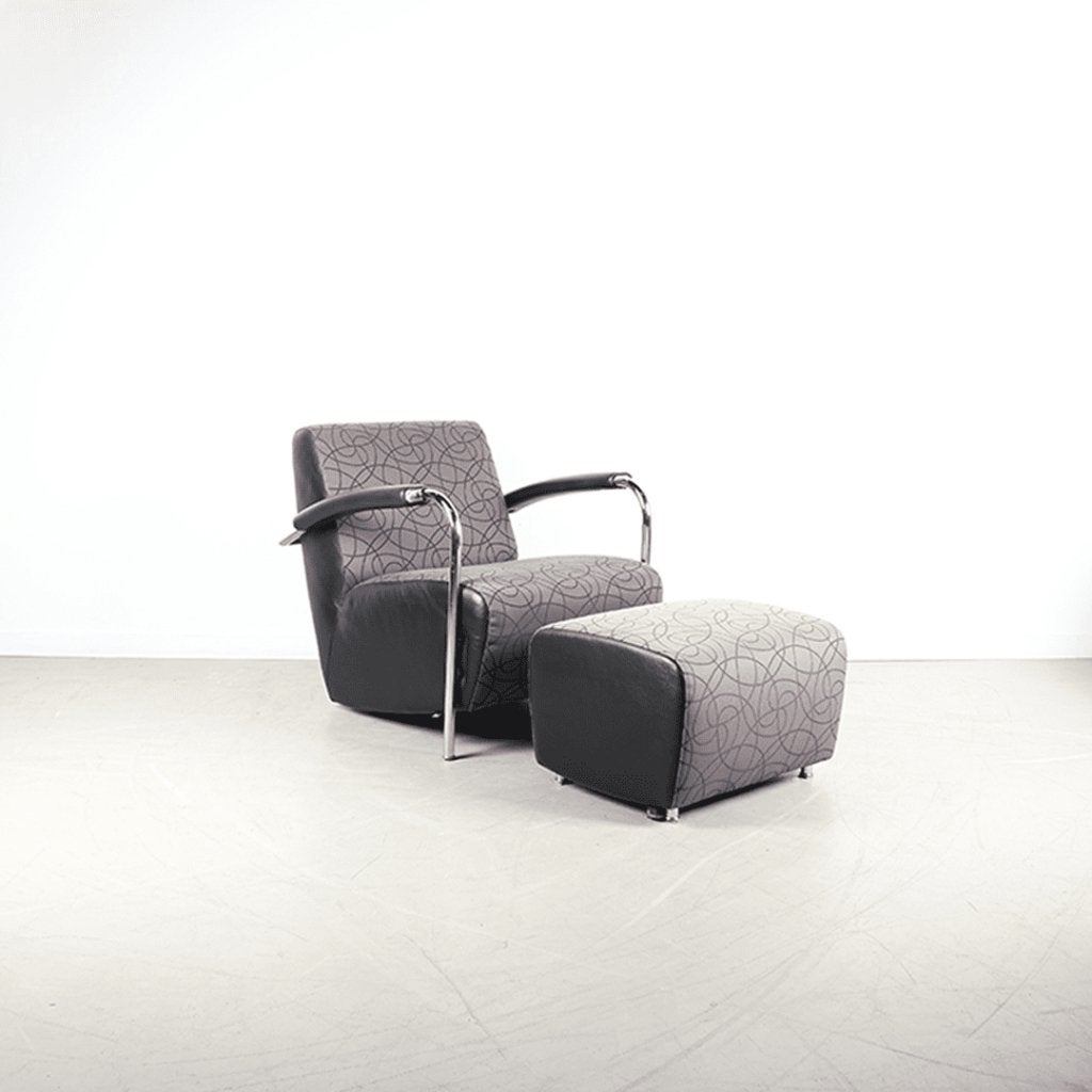 Leolux Scylla Laag Fauteuil Grijs Stof + Hocker, Huis en Inrichting, Leolux, Zo goed als nieuw, Niet ingevuld, Niet ingevuld