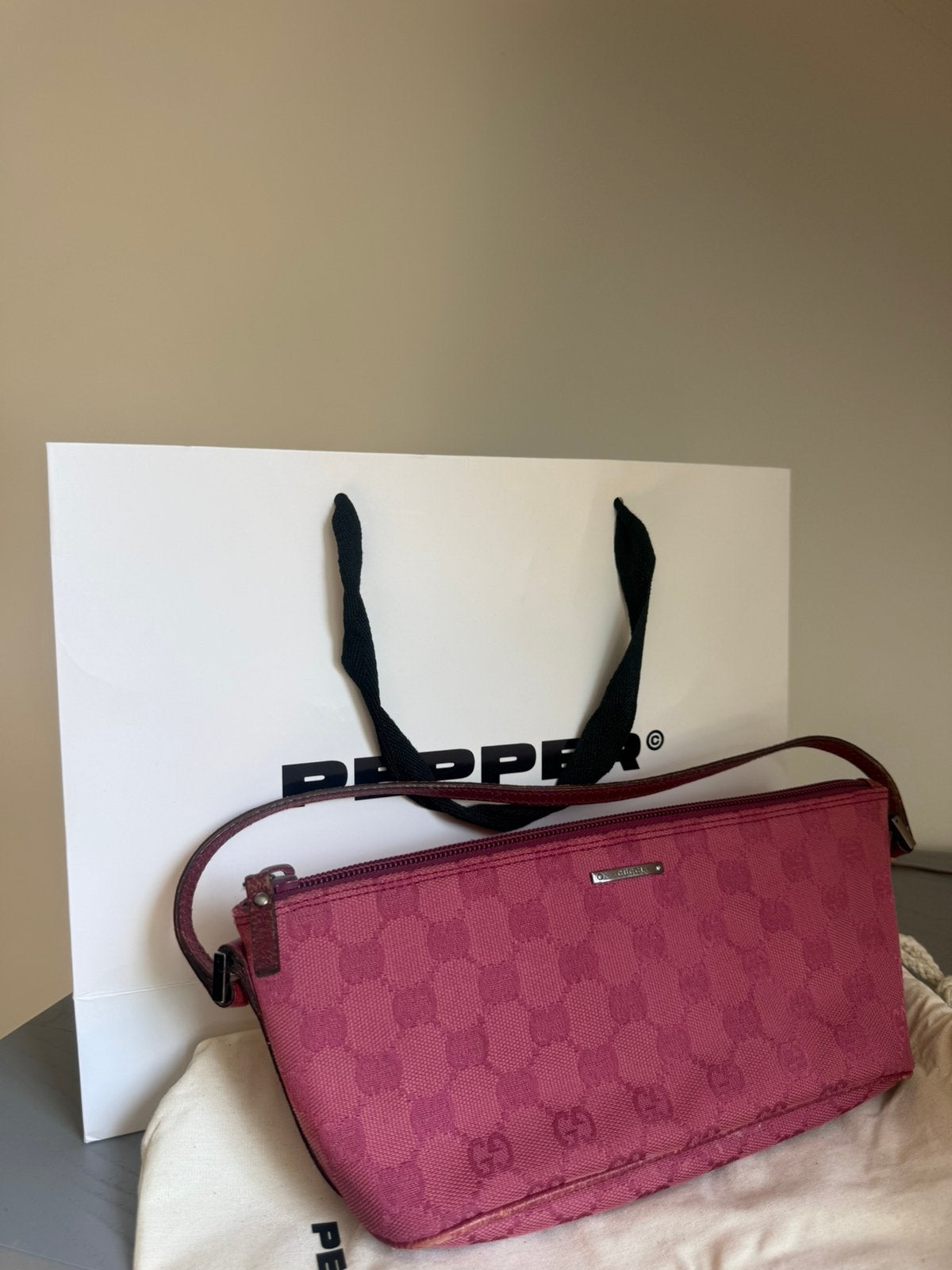 Originele Gucci Boat Bag roze, Ophalen of Verzenden, Gebruikt, Roze, Handtas