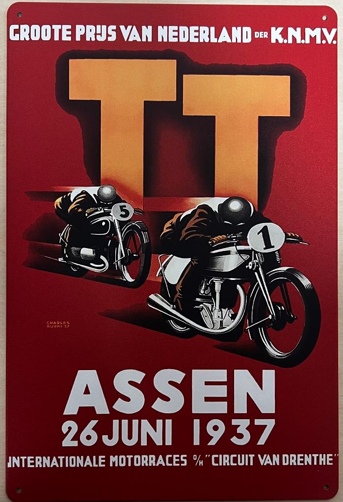 TT Assen 1937 Moto GP reclamebord van metaal wandbord deco