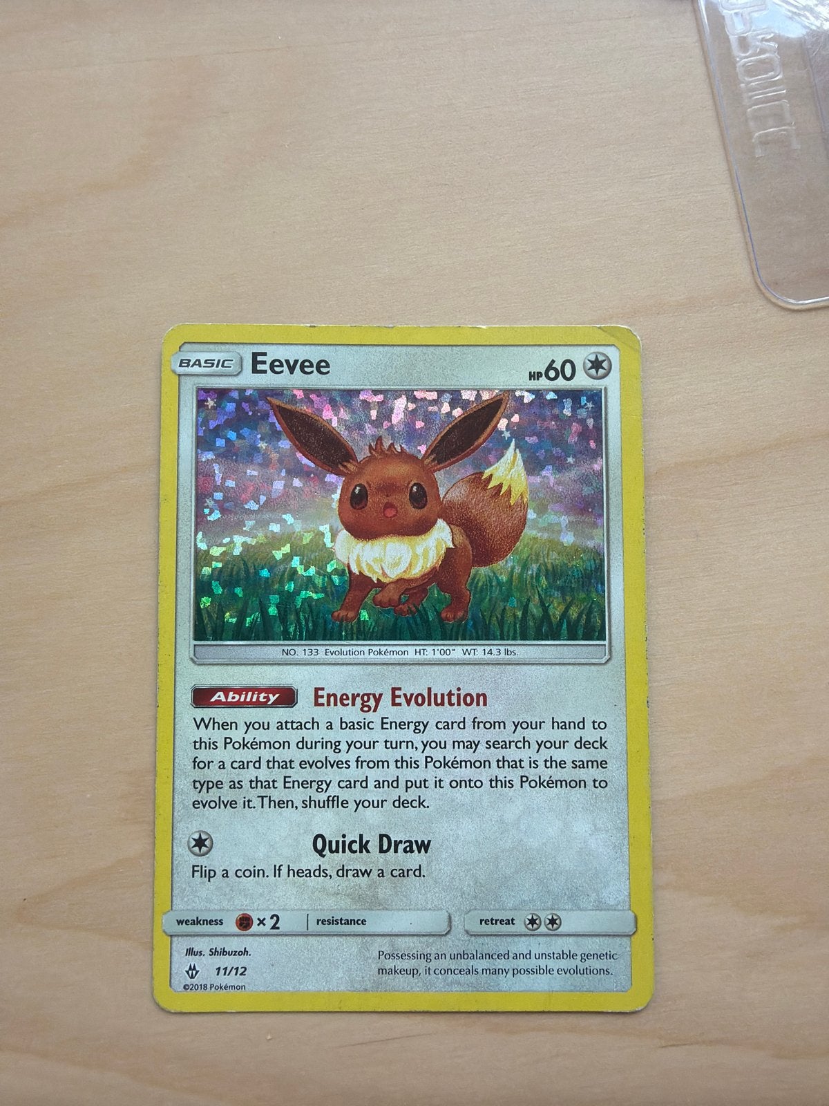 Pokémon Eevee 11/12 Holo Foil Kaart, Ophalen of Verzenden, Gebruikt, Losse kaart, Foil