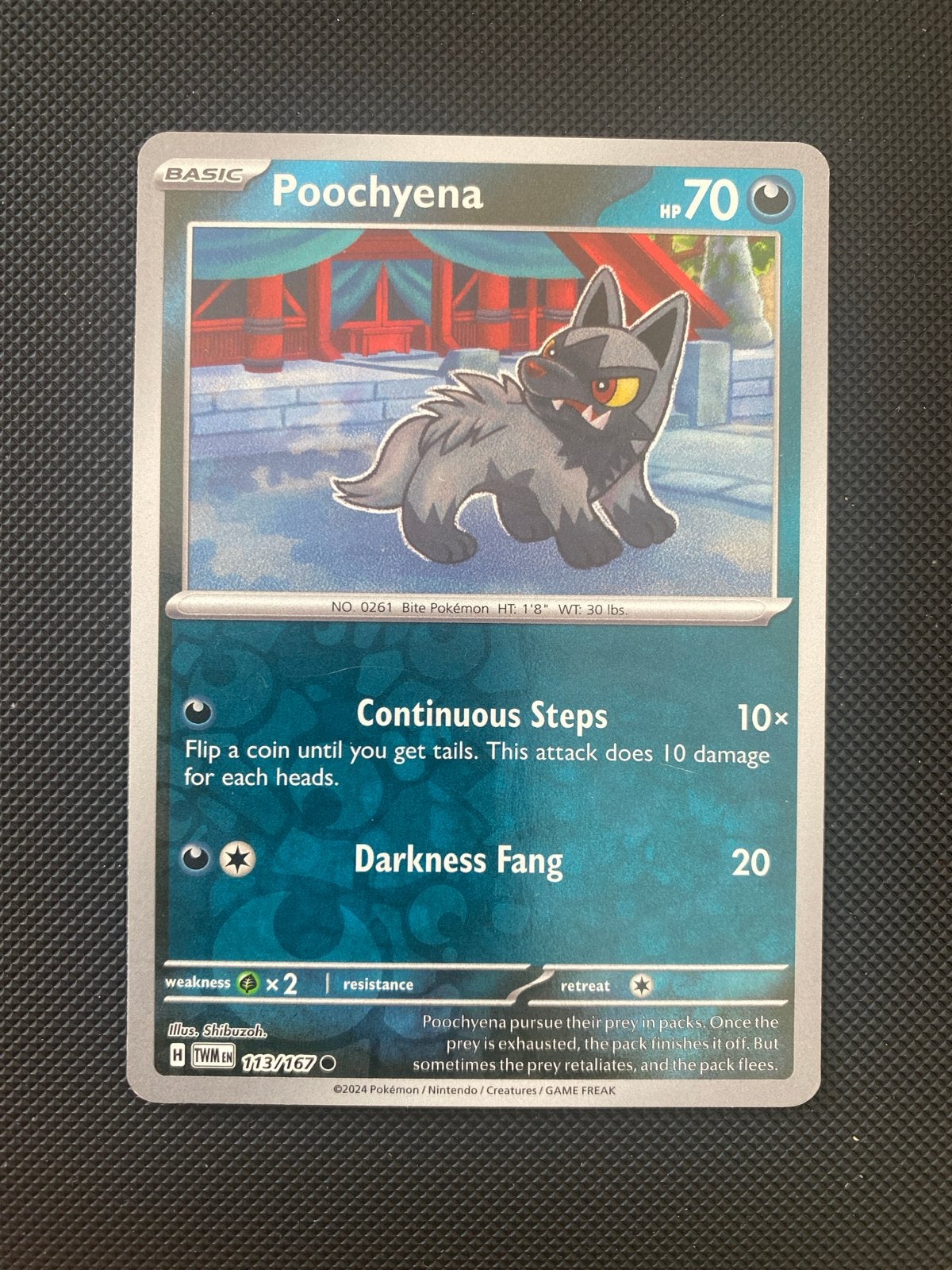 Poochyena 113/167 Reverse Holo Twilight Masquerade, Ophalen of Verzenden, Zo goed als nieuw, Losse kaart, Foil