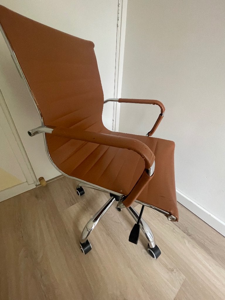 Design bureaustoel - cognac, Ophalen, Zo goed als nieuw, Bruin, Bureaustoel