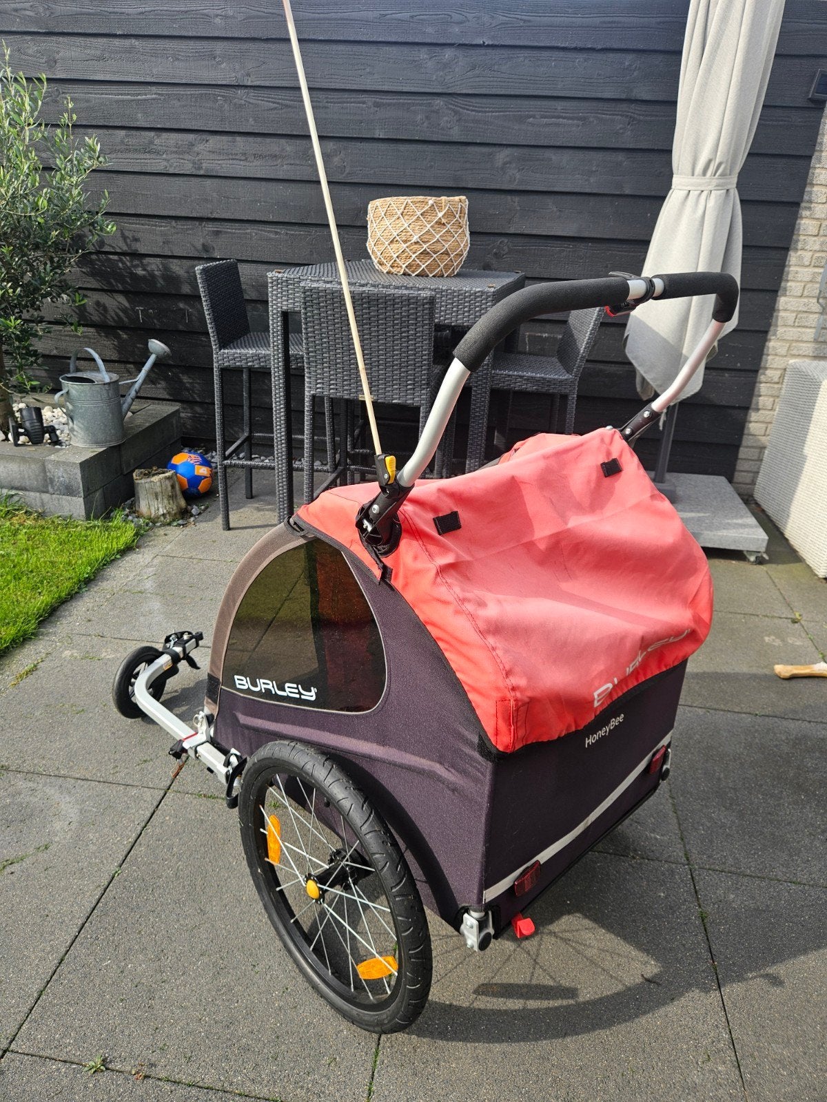 Burley HoneyBee Fietskar - Kinderkar en Bagagekar, Ophalen, Gebruikt, Opvouwbaar, Burley
