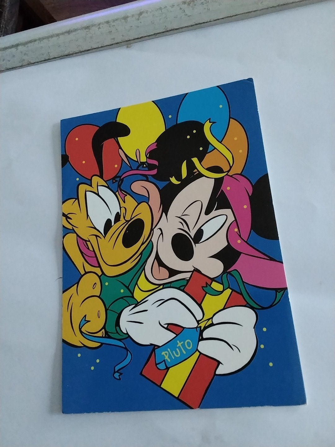 Disney Pluto en Mickey Mouse ansichtkaart met Ballonnen 9, Ophalen of Verzenden
