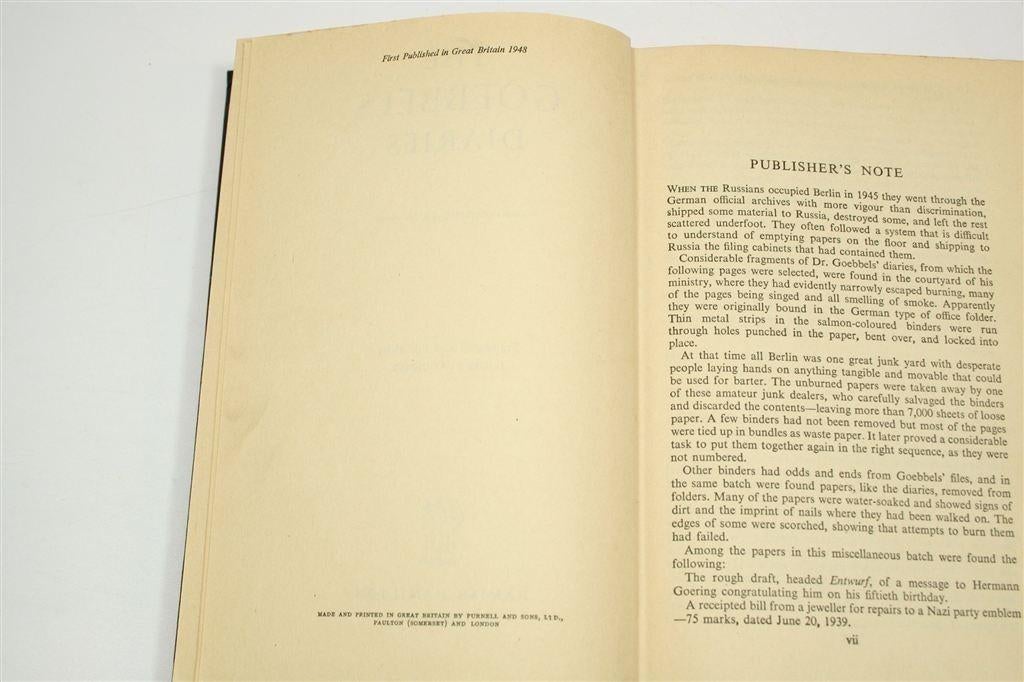 The Goebbels Diaries — 1e Druk 1948, Dik Boek, Boeken, Ophalen of Verzenden, Gelezen, Europa