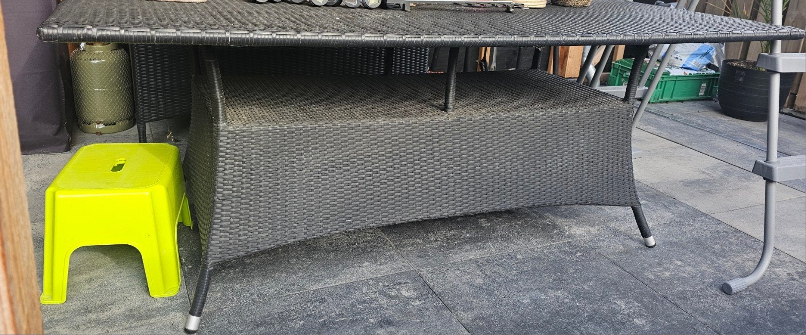 Del Mundo Wicker Tuinbank en Tuintafel, Ophalen, Gebruikt, Rechthoekig, Wicker