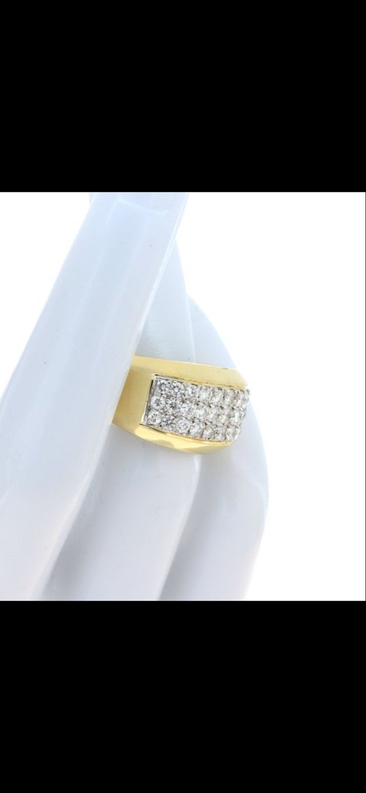 18 Karaats - Gouden ring natuurlijke diamanten, 18 tot 19, Ophalen of Verzenden, Zo goed als nieuw, Dame of Heer