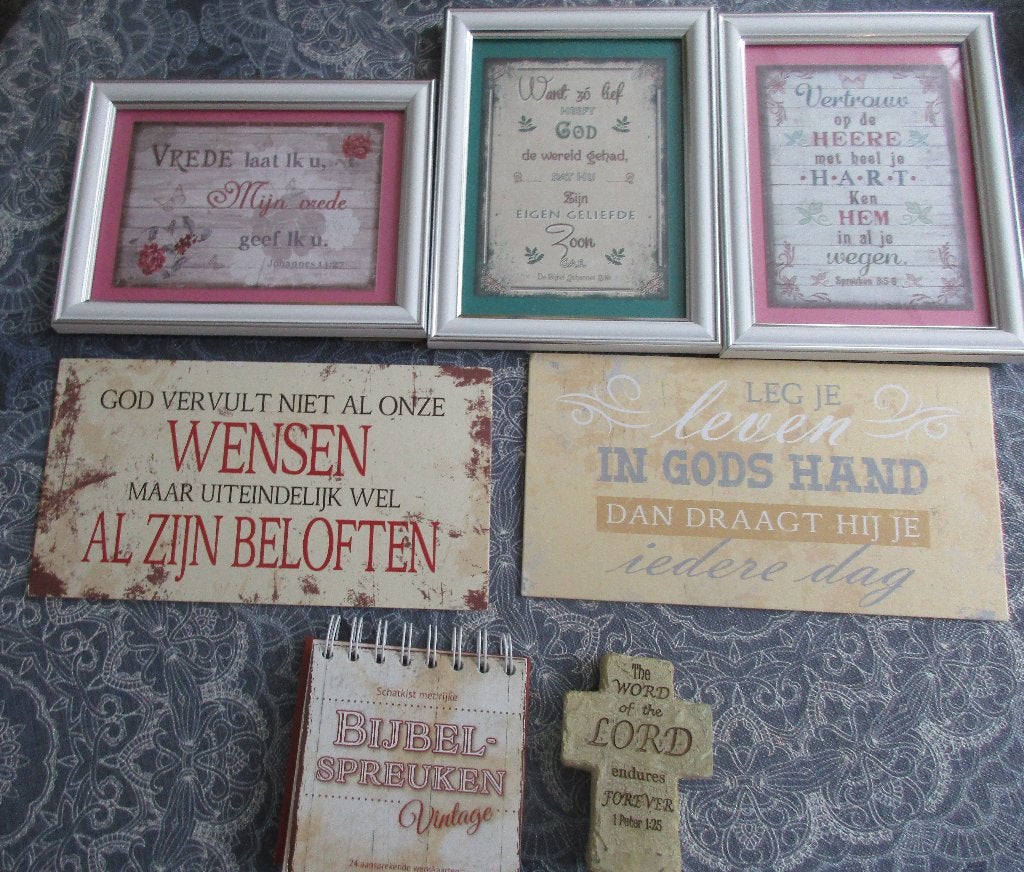 tegeltjes en lijstjes met christelijke teksten., Huis en Inrichting, Ophalen of Verzenden