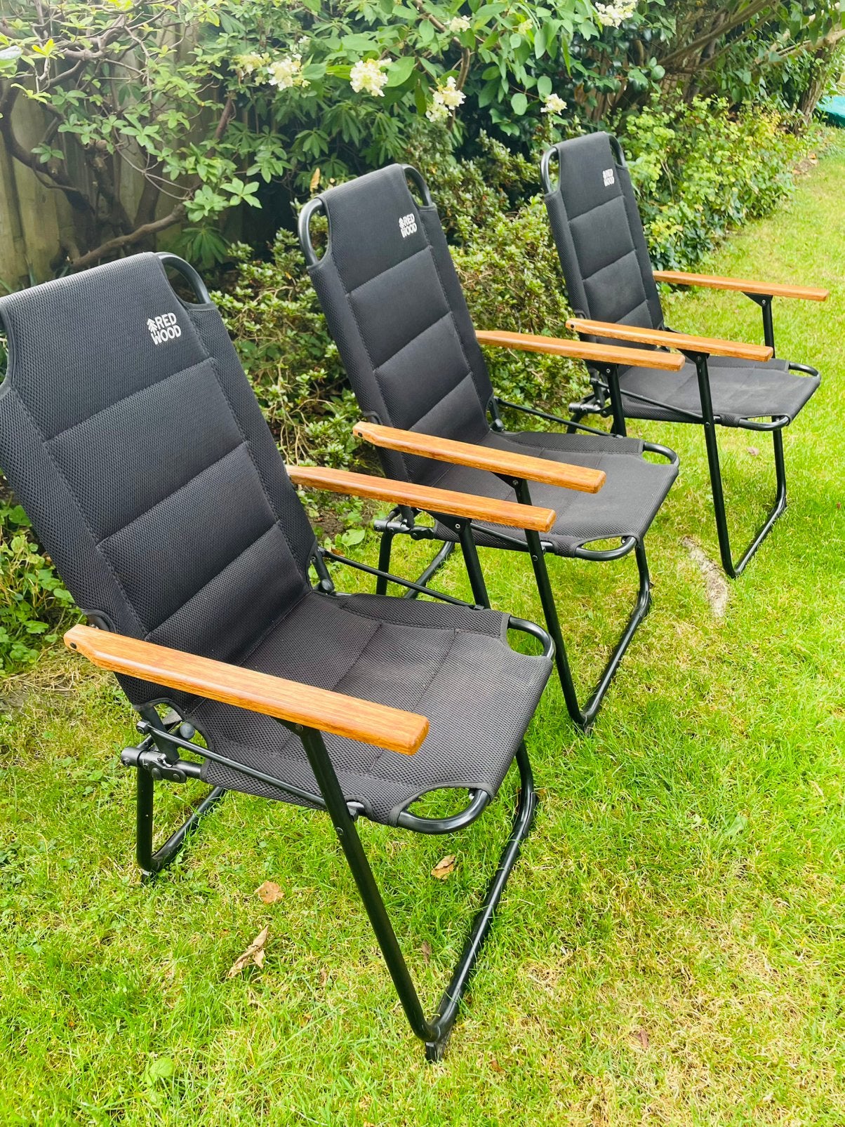 3 Redwood campingstoelen Bronte Bamboo 3D XL, Caravans en Kamperen, Kampeermeubelen, Ophalen, Zo goed als nieuw, Campingstoel