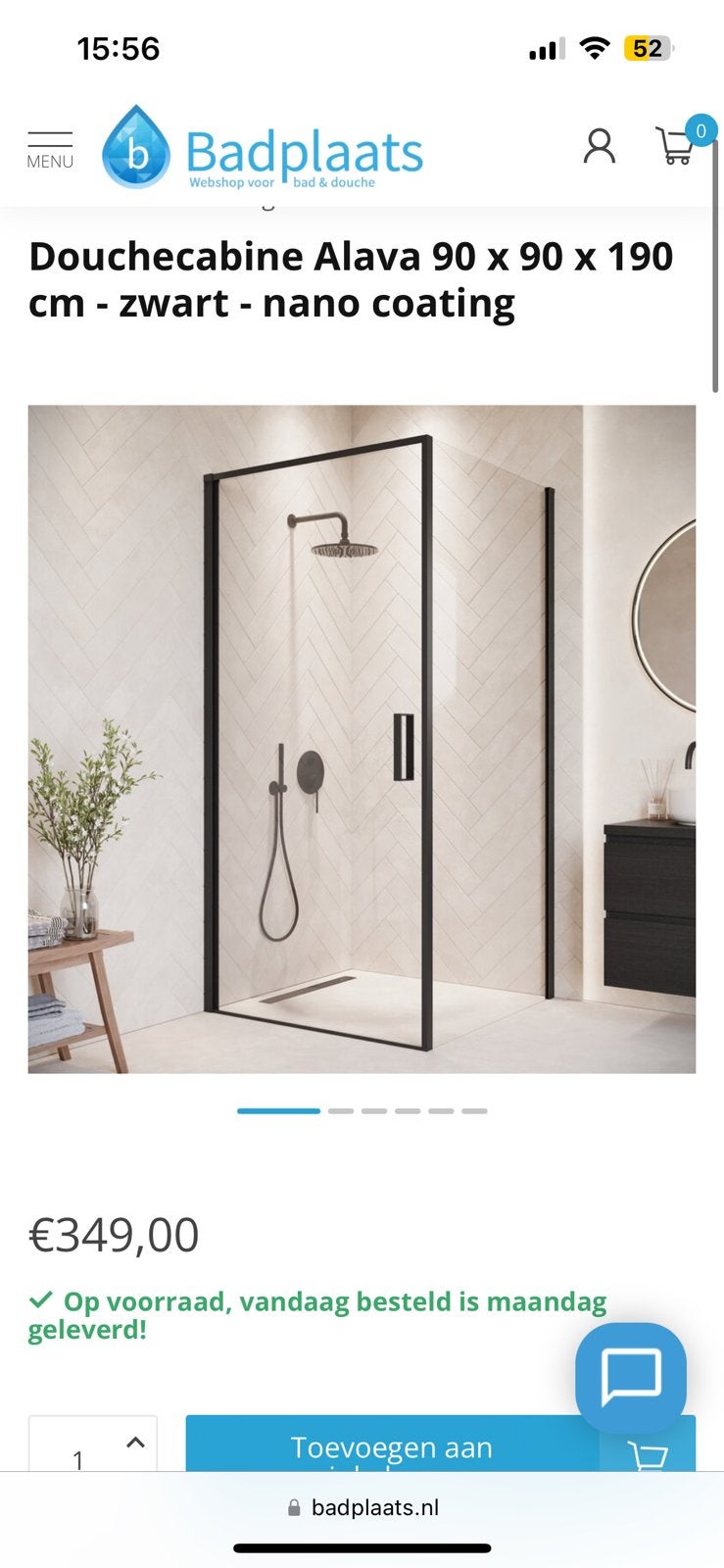 Douchecabine zwart 80x90cm, Ophalen, Nieuw, Met douche