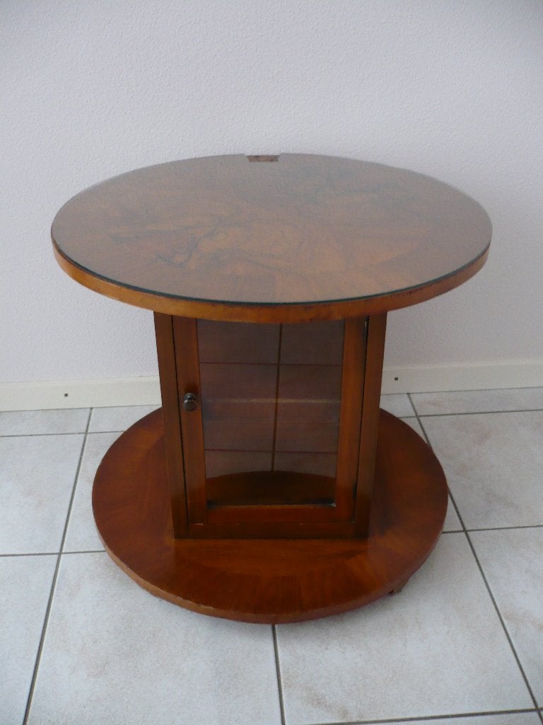 Antiek houten rooktafel met glasplaat, + vitrine met deurtje, Antiek en Kunst, Ophalen