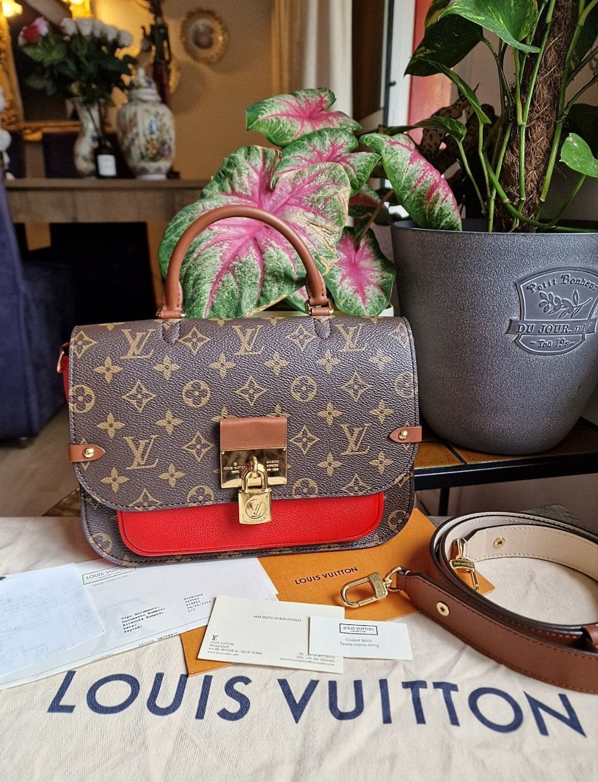 Louis Vuitton Vaugirard MM Monogram Canvas- Rood, Sieraden, Tassen en Uiterlijk, Ophalen of Verzenden, Gebruikt, Rood, Schoudertasje