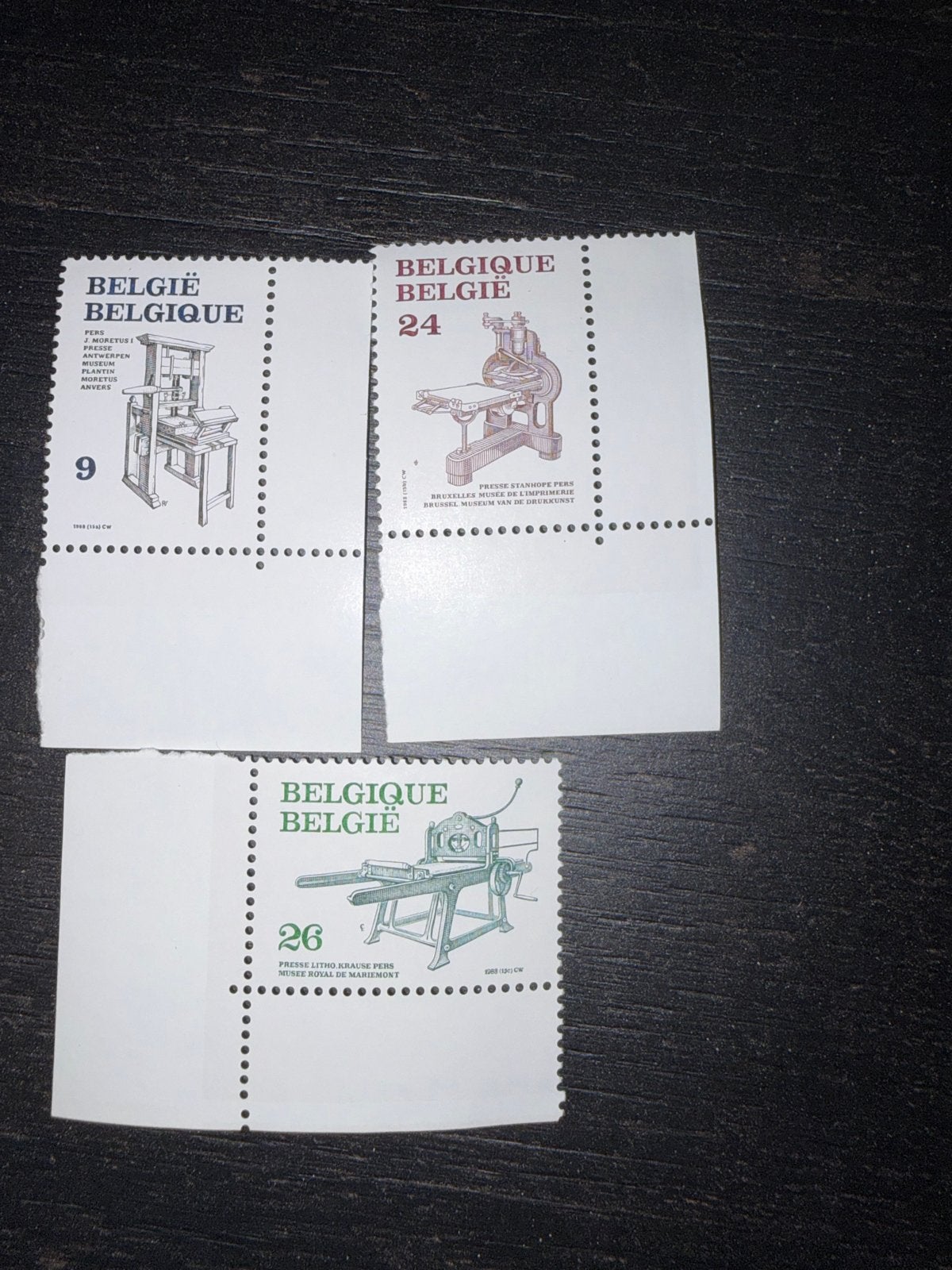 Belgische postzegels 1988 - Drukpersen (3 stuks), Ophalen of Verzenden, Gestempeld