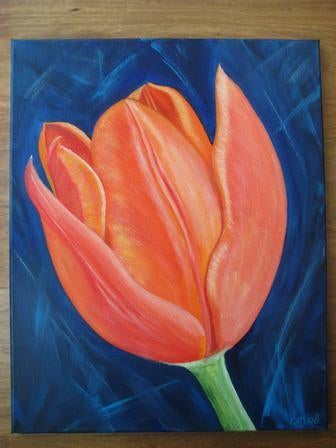 Rode Tulp schilderij (40 x 50 cm.), Ophalen, Minder dan 50 cm, Nieuw, Schilderij