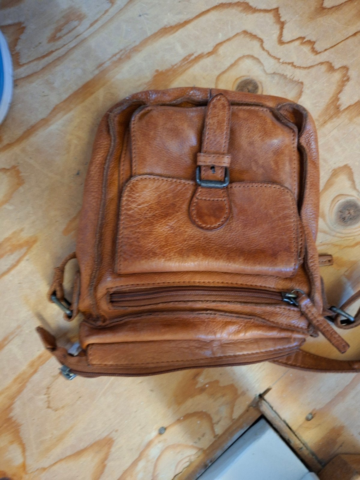 Leren rugzakje / schoudertasje - Bruin, Minder dan 30 cm, Ophalen, Overige merken, Minder dan 25 cm