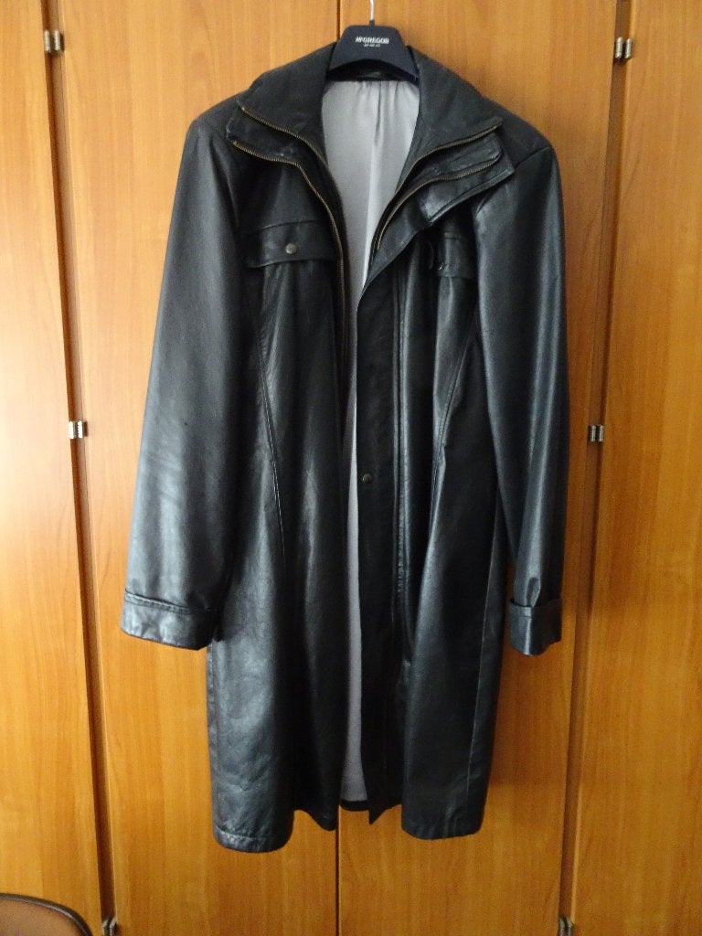 leren lange heren jas, Kleding | Heren, Ophalen of Verzenden, Zo goed als nieuw, Maat 52/54 (L), Zwart