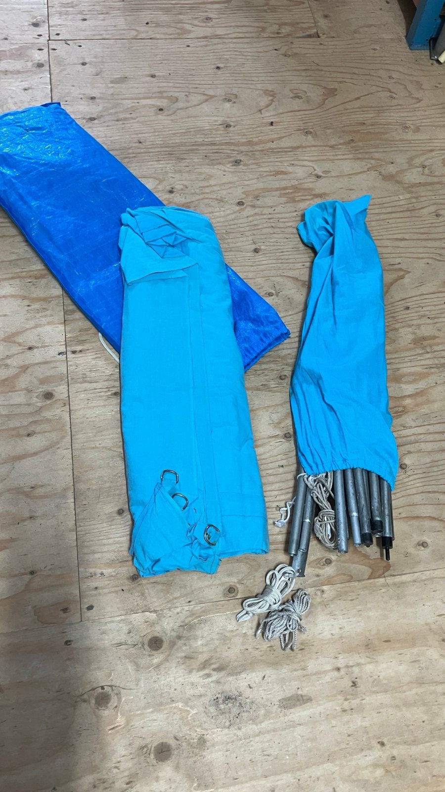Windscherm 3m x 1,4m hoog - Blauw, Ophalen of Verzenden, Gebruikt