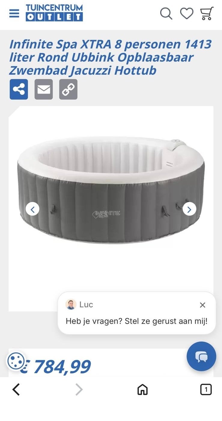 Infinite Spa XTRA Afdekzeil voor Opblaasbare Jacuzzi, Tuin en Terras, Bubbelbaden en Hottubs, Ophalen, Gebruikt, Afdekzeil, Opblaasbaar