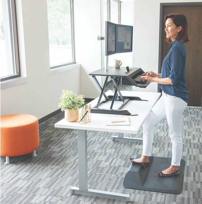 Fellowes Lotus LT zit-sta bureau met gasveer, Huis en Inrichting, Bureaus, Ophalen, Gebruikt