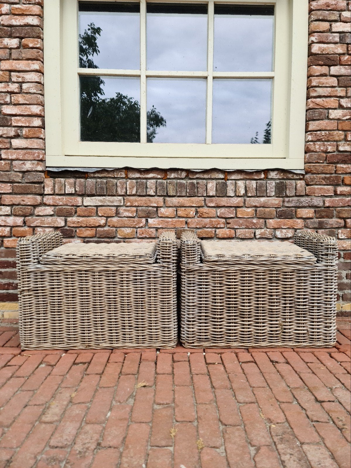 Natural rotan opbergbankje outdoor, Tuin en Terras, Tuinsets en Loungesets, Ophalen, 2 zitplaatsen