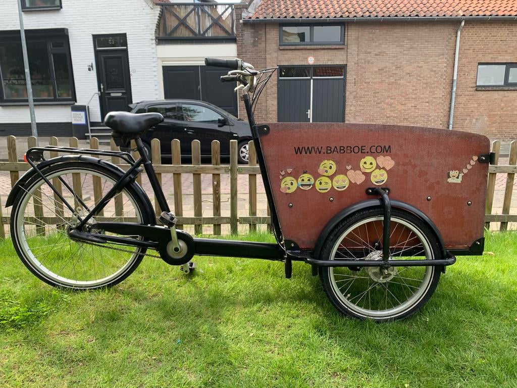 Babboe big bakfiets. Met kussen, huif en een regenhoes, 4 kinderen of meer, Gebruikt, Huif, Trommelrem
