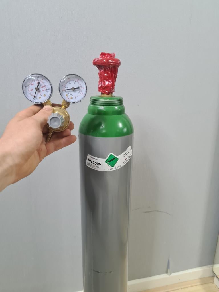 Nieuwe Argon gasfles 200 bar met manometer, Ophalen of Verzenden
