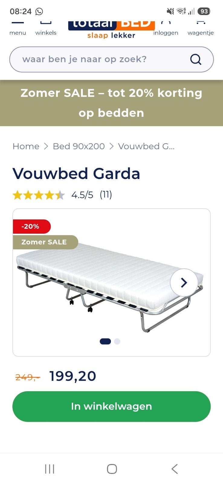 Opklap opvouw bed, Huis en Inrichting, Slaapkamer | Matrassen en Bedbodems, Ophalen, Eenpersoons, 90 cm