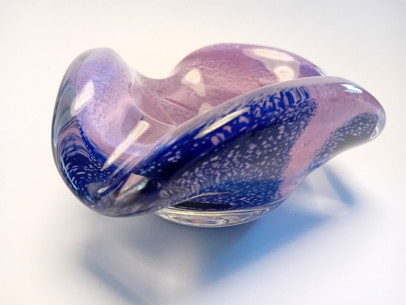 Mondgeblazen glazen schaal - Paars en Blauw Murano, Verzenden