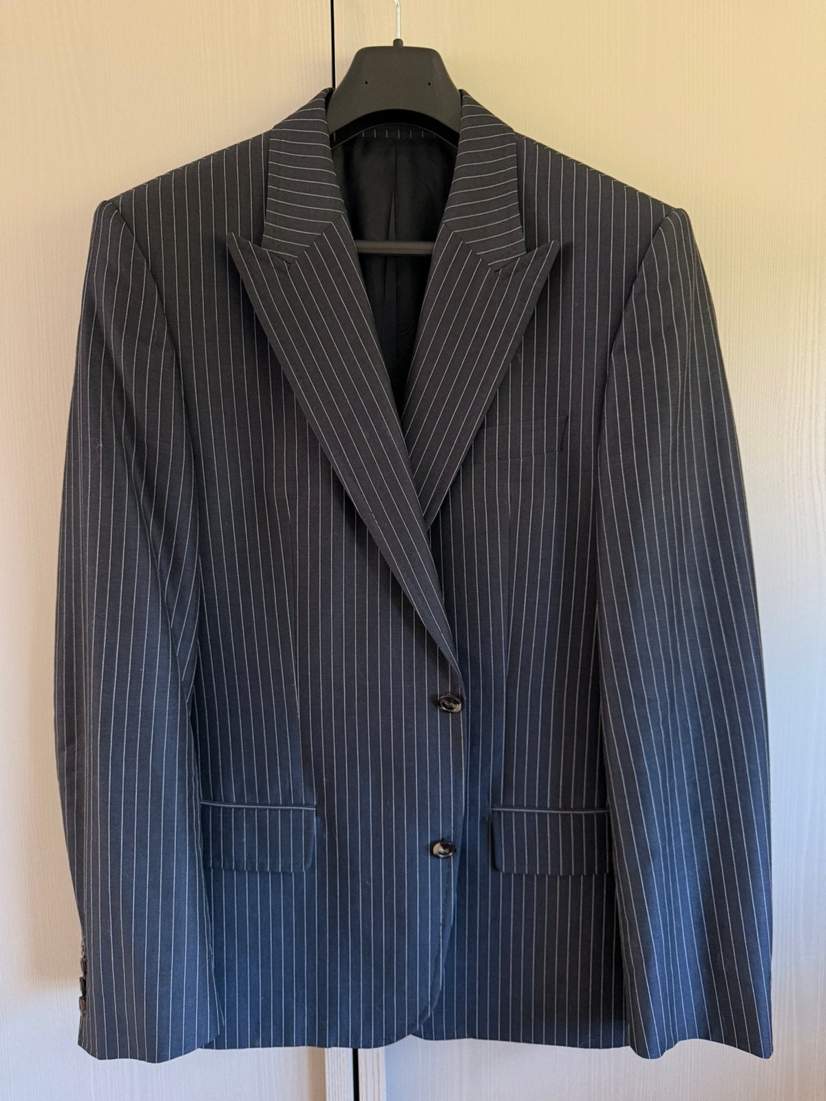 boss pinstriped colbert, Kleding | Heren, Kostuums en Colberts, Ophalen, Zo goed als nieuw, Blauw