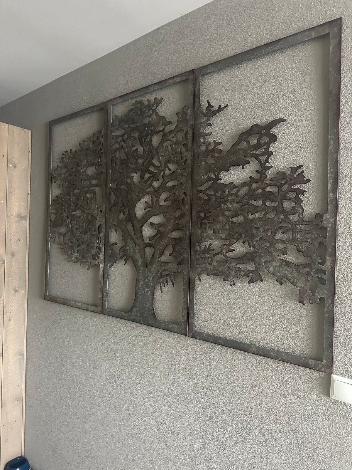 Wanddecoratie Levensboom - 3 Delen, 180 cm Breed, Ophalen, Metaal, Wandsculptuur, Industrieel