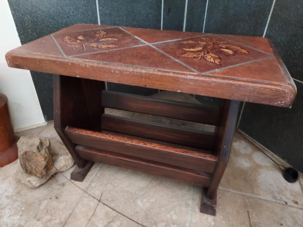 Vintage houten bijzettafel met tegels, Antiek en Kunst, Antiek | Meubels | Tafels, Ophalen