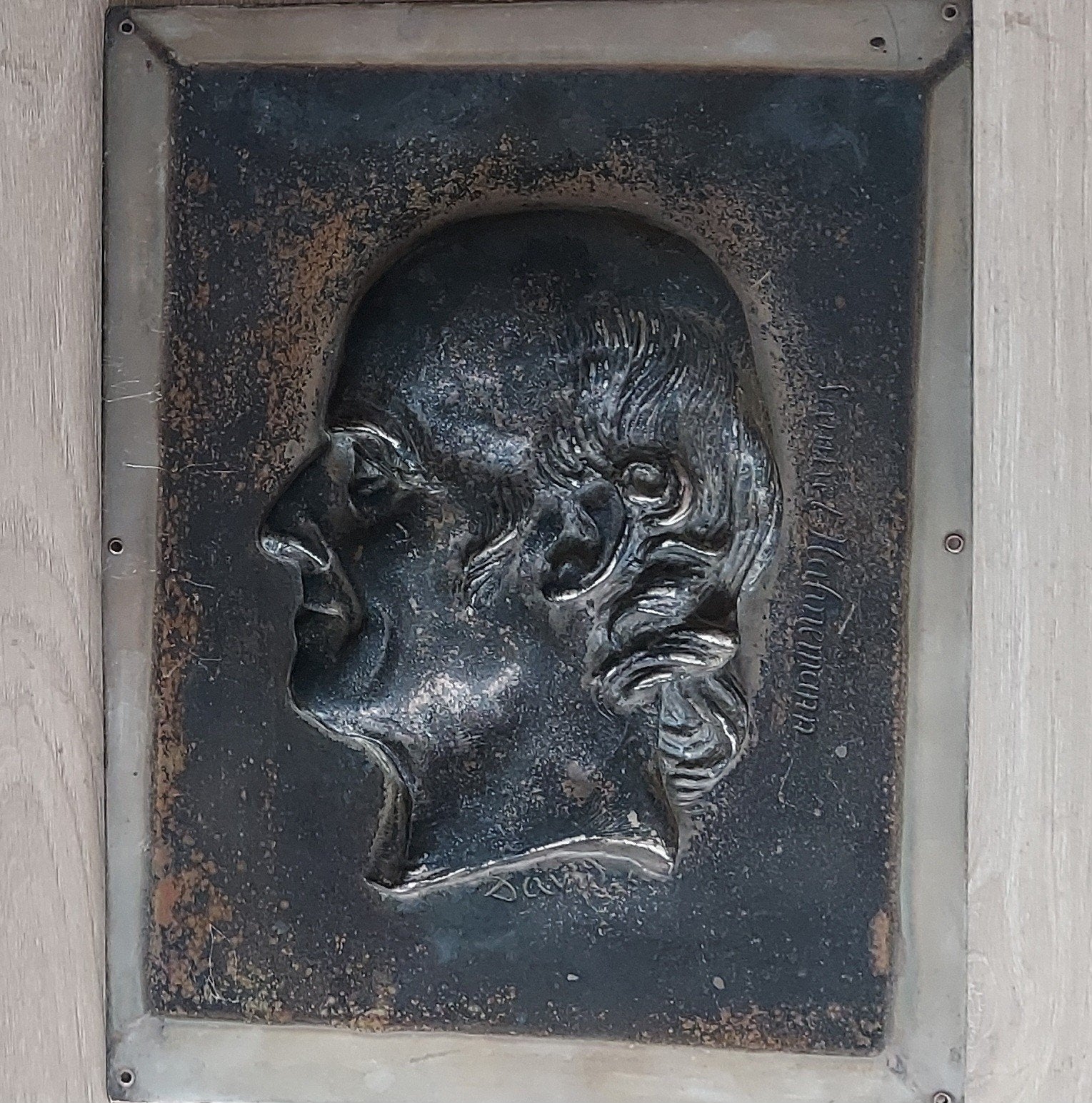 bronzen portretplaquette Samuel Hahnemann - David d' Angers, Ophalen of Verzenden, Brons