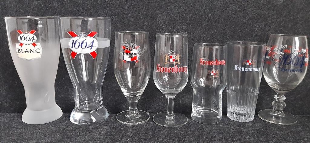 7 Kronenbourger bierglazen, Ophalen of Verzenden, Zo goed als nieuw, Glas of Glazen, Overige merken
