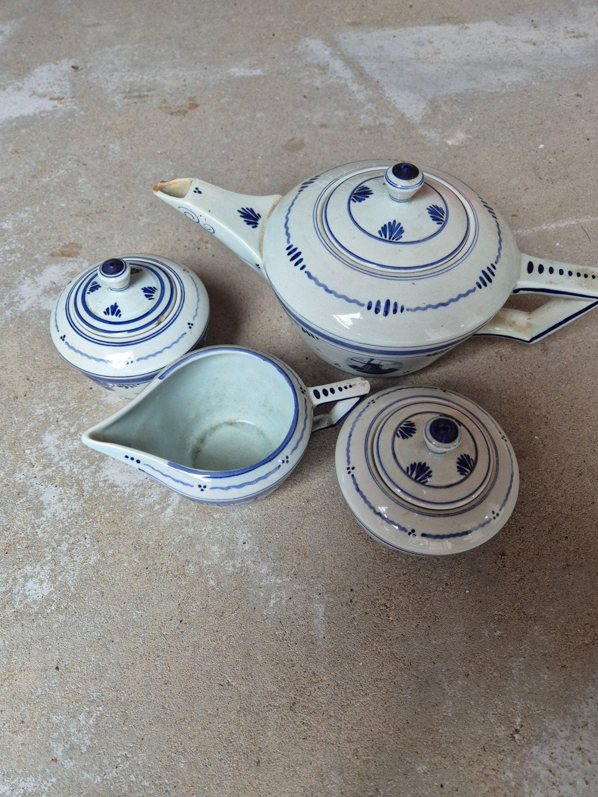 Antiek Delfts Blauw Theeservies - Holland Delft, Ophalen