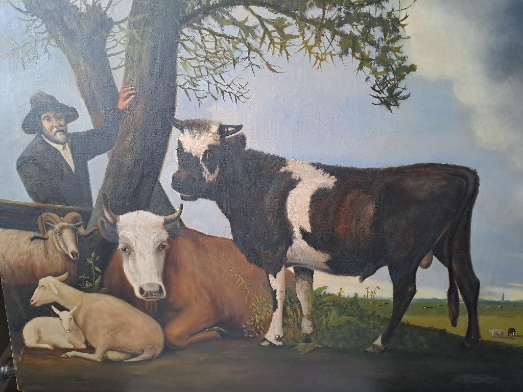 schilderij boerderij dieren, Antiek en Kunst, Kunst | Schilderijen | Klassiek, Ophalen