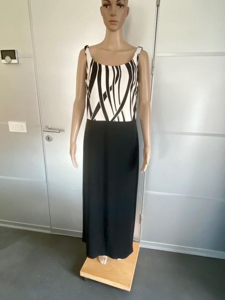 J322 Betty Barclay maat 40=M lange maxi-jurk wit/zwart, Maat 38/40 (M), Wit, Betty Barclay, Ophalen of Verzenden