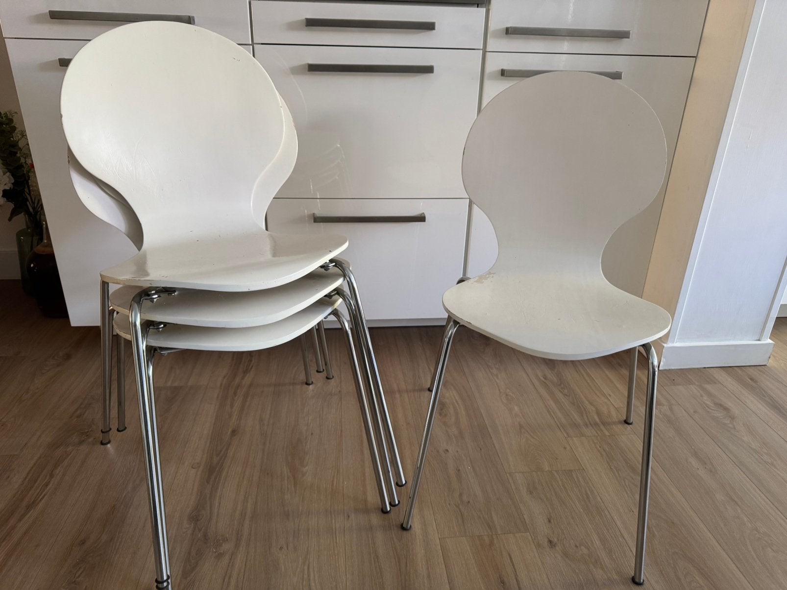 Vlinderstoelen, Ophalen, Gebruikt, Wit, Vier