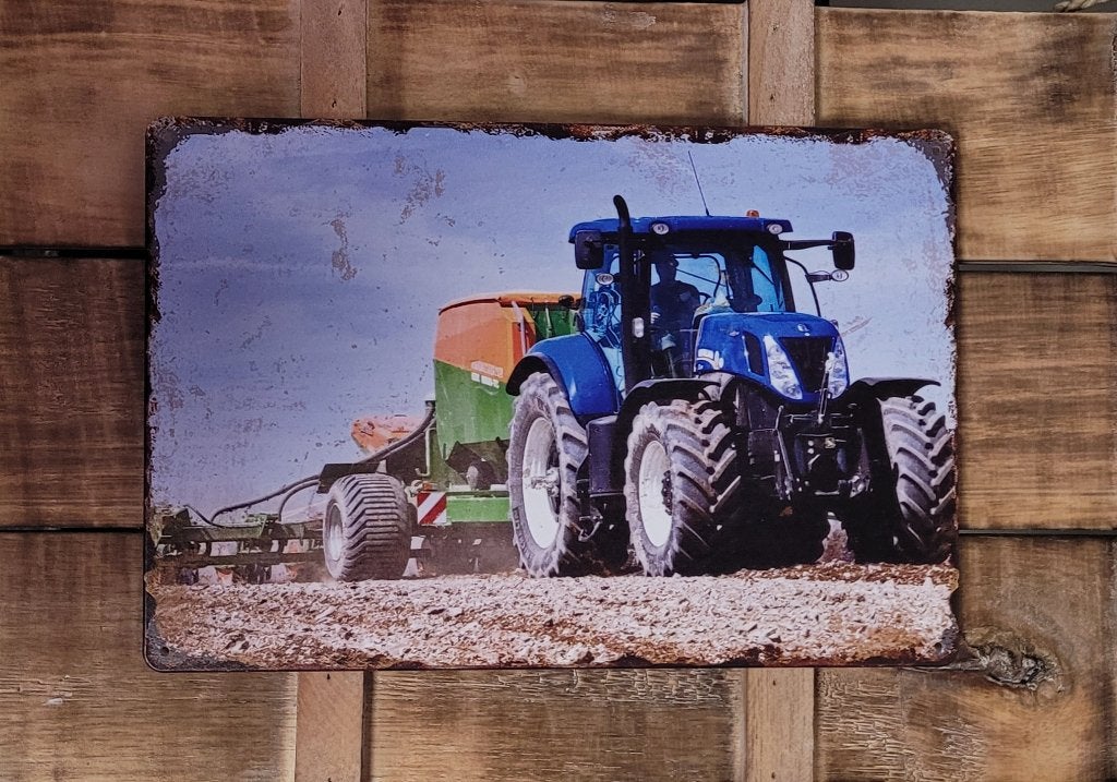 New Holland Tractor op land reclamebord van metaal wandbord, Verzamelen, Merken en Reclamevoorwerpen, Reclamebord, Info@deconoord.nl