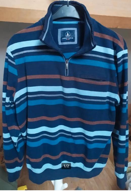 gestreepte herenpullover Chris Cayne maat L, Maat 52/54 (L), Chris Cayne, Blauw, Ophalen of Verzenden