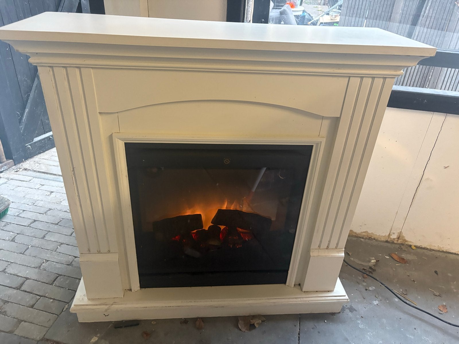 Elektrische sfeerhaard met klassieke ombouw, Huis en Inrichting, Ophalen, Gebruikt, Vrijstaande haard, Elektrische haard
