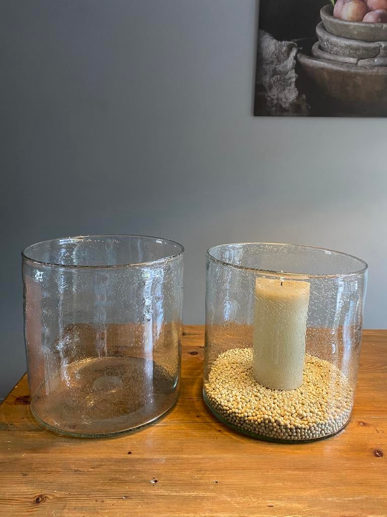 Glazen windlichten/vazen XXL (2 stuks), Huis en Inrichting, Overige kleuren, Ophalen of Verzenden, Minder dan 50 cm, Glas