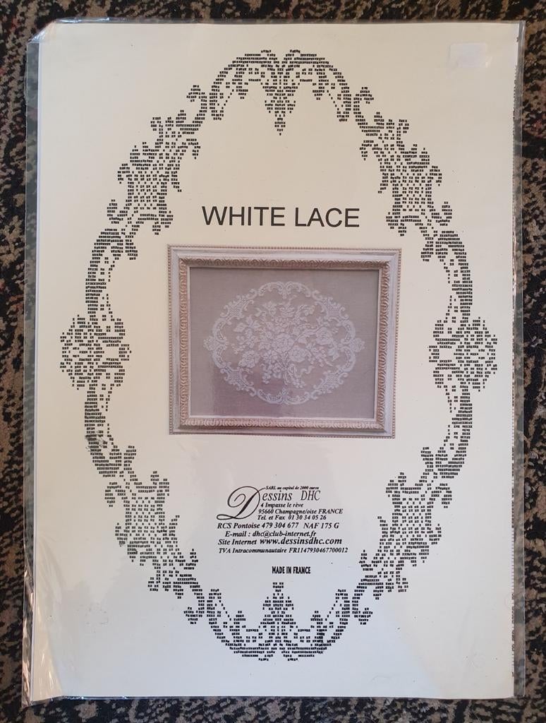 origineel nieuw frans borduurpatroon  - white lace, Hobby en Vrije tijd, Borduren en Borduurmachines, Verzenden, Nieuw, Patroon