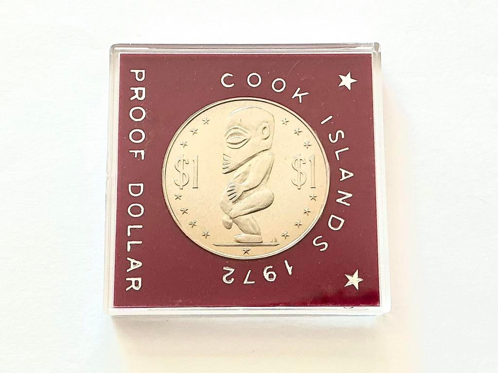Cook Islands 1 Dollar 1972 - Proof Versie - Tangaroa, Postzegels en Munten, Munten | Amerika, Ophalen of Verzenden, Midden-Amerika