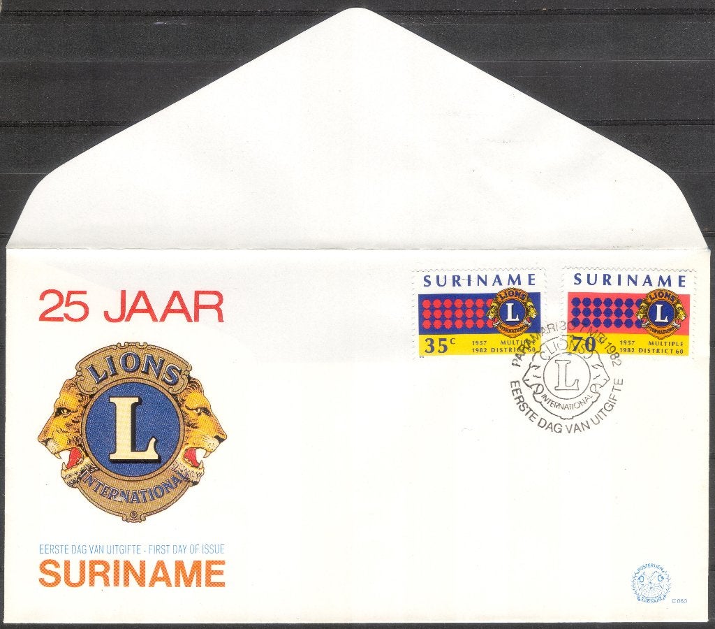 25 jaar Lions Suriname 1982, Postzegels en Munten, Brieven en Enveloppen | Buitenland, Verzenden, Envelop