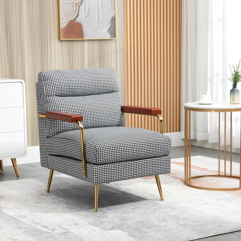 Fauteuil in retrodesign, accentstoel, pied-de-poulepatroon, J, Nieuw, Ophalen of Verzenden, J